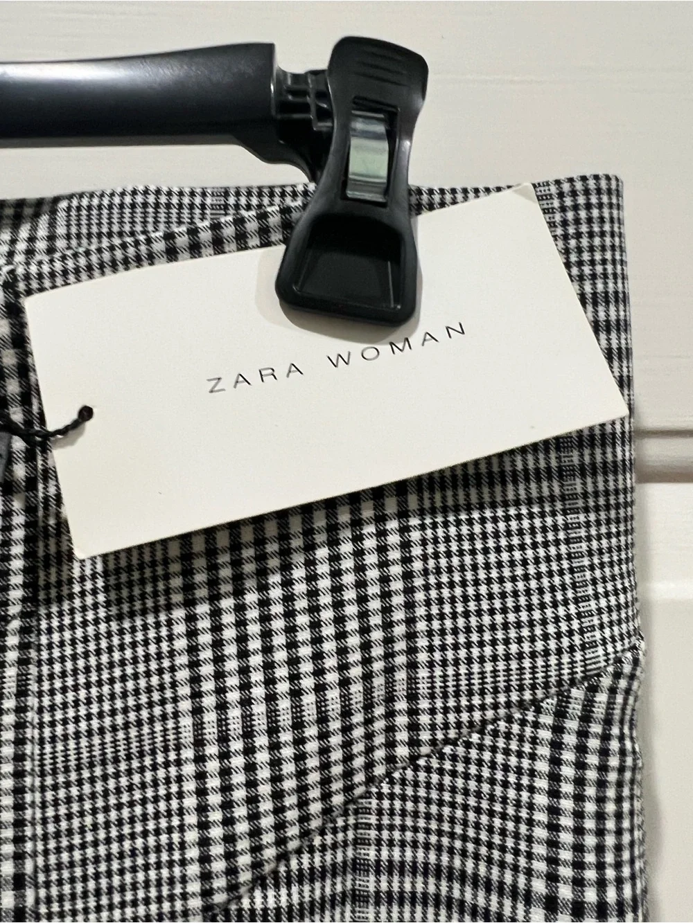Zara Gray & Black Glen Plaid High-Waist Button Trousers